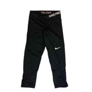 Nike Pro Leggings Black with White Swoosh Cropped
